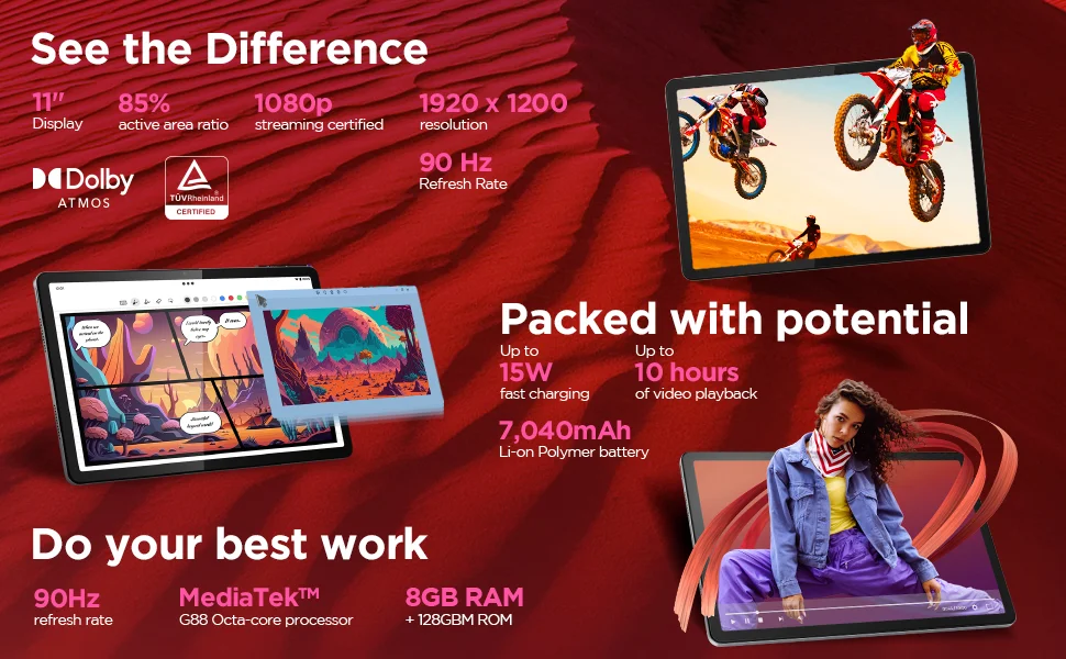  An image of diverse tablets with distinct styles and colors to attract buyers.