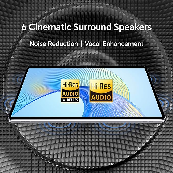 Six sleek surround speakers with voice enhancement and noise reduction for immersive audio.