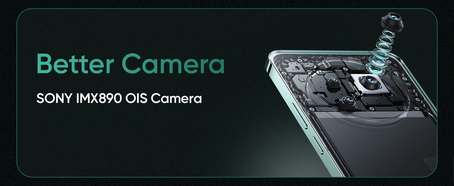 A close-up of the Sony OIS camera, highlighting its sleek design and advanced photography features.